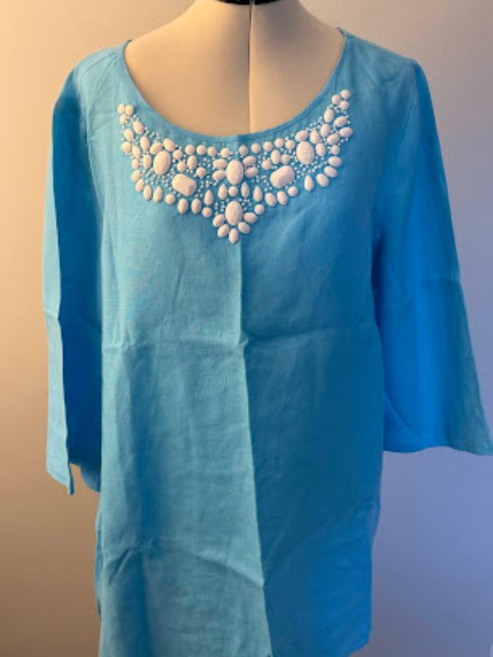 Women`s dress Talbots 100% Linen cornflower blue size L